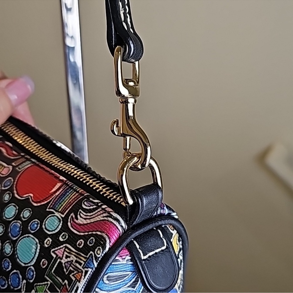 Y2K Dooney & Bourke Whimsy Print Goldtone Hardware Leather Trim Minibag Y2K - Picture 5 of 16